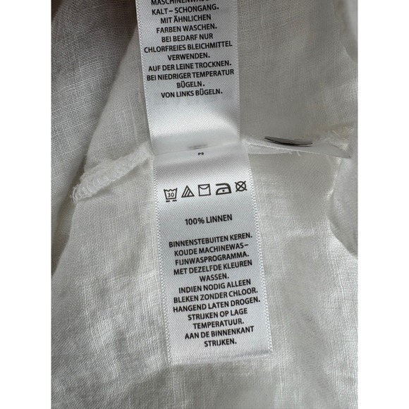 Christian Siriano New York Button Down Shirt Mens L Linen White Tunic Beach - Picture 10 of 10